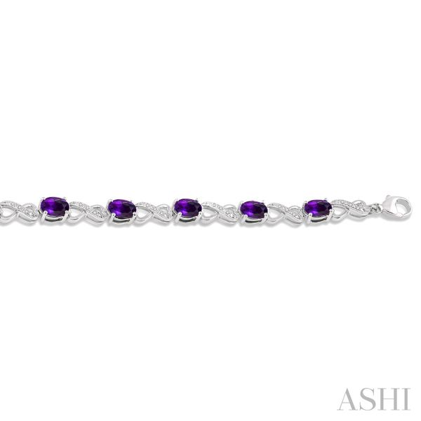 Silver Oval Shape Gemstone & Diamond Bracelet Image 3 Van Adams Jewelers Snellville, GA