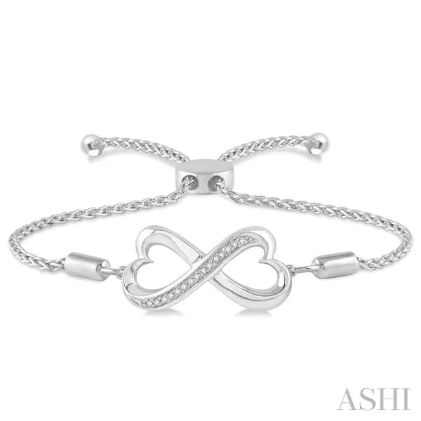 Silver Heart Shape Infinity Lariat Diamond Bracelet Image 3 Van Adams Jewelers Snellville, GA