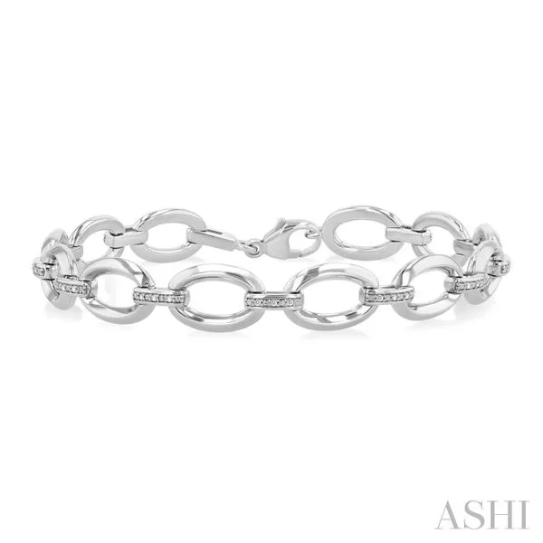 silver bold oval shape link diamond fashion bracelet Van Adams Jewelers Snellville, GA