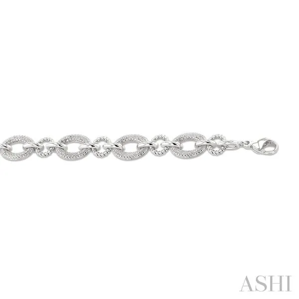 Silver Bold Oval Rope Link Diamond Bracelet Image 2 Van Adams Jewelers Snellville, GA