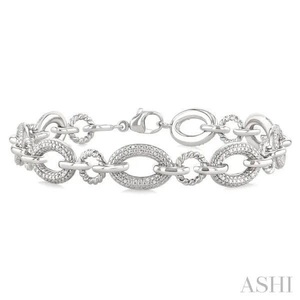 Silver Bold Oval Rope Link Diamond Bracelet Van Adams Jewelers Snellville, GA