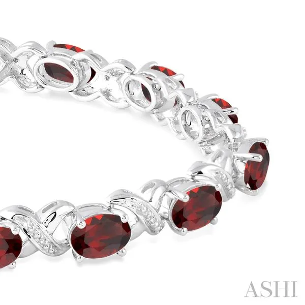 Silver Oval Shape Gemstone & Diamond Bracelet Image 2 Van Adams Jewelers Snellville, GA