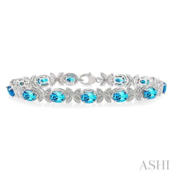 Silver Oval Shape Gemstone & Diamond Bracelet Van Adams Jewelers Snellville, GA