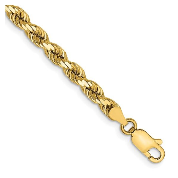 14K Yellow Gold Diamond Cut Rope 9 inch Bracelet Van Adams Jewelers Snellville, GA