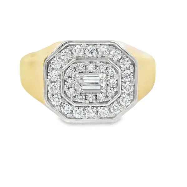 Masculine 14K Yellow Gold Ring with Emerald Cut Center Van Adams Jewelers Snellville, GA