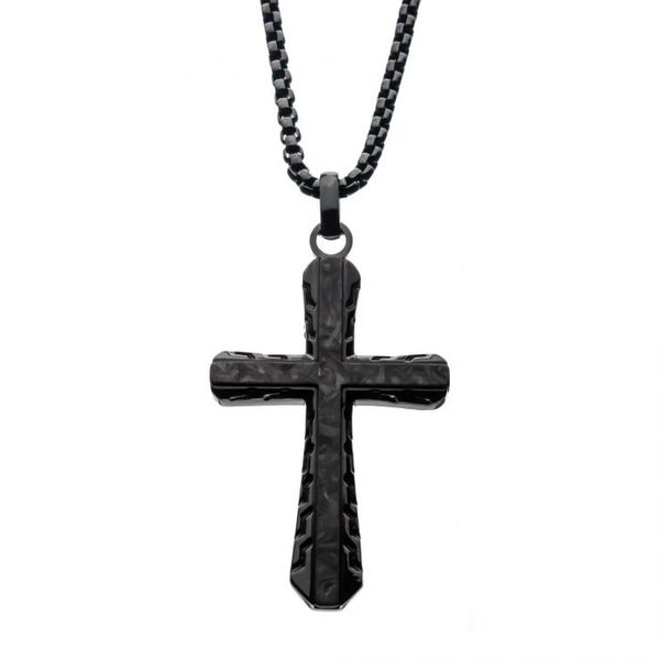 Steel Black Carbon Graphite Sepulcher Cross Pendant Van Adams Jewelers Snellville, GA