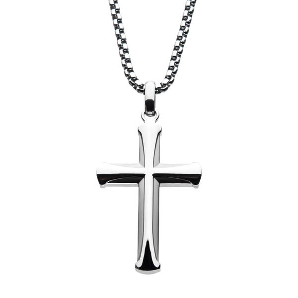 Stainless Steel Apostle Cross Pendant with Steel Bold 24
