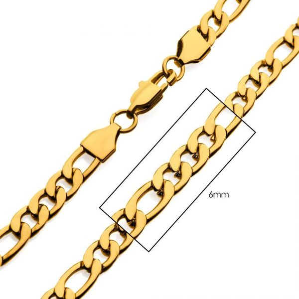 6mm 18K Gold IP Figaro Chain Necklace Image 2 Van Adams Jewelers Snellville, GA