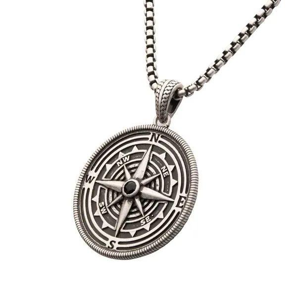 925 Sterling Silver Magellan Compass Pendant Image 2 Van Adams Jewelers Snellville, GA
