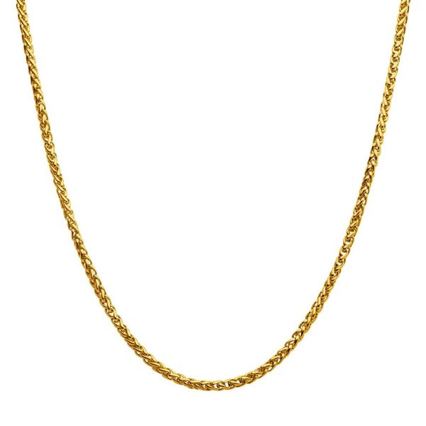 4mm 18Kt Gold IP Wheat Chain Necklace Van Adams Jewelers Snellville, GA