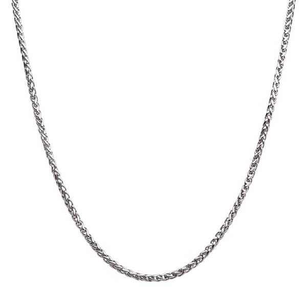 MEN'S STAINLESS STEEL 4MM WHEAT CHAIN NECKLACE 24