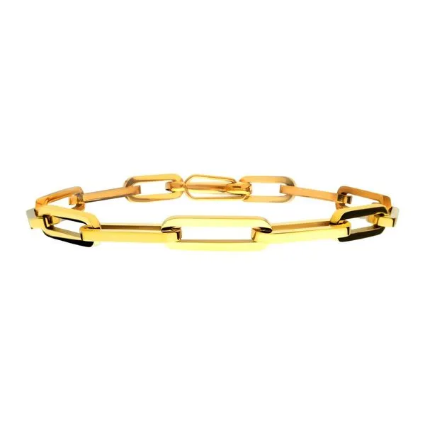 Gold IP Steel Paperclip Link Chain Bracelet Van Adams Jewelers Snellville, GA