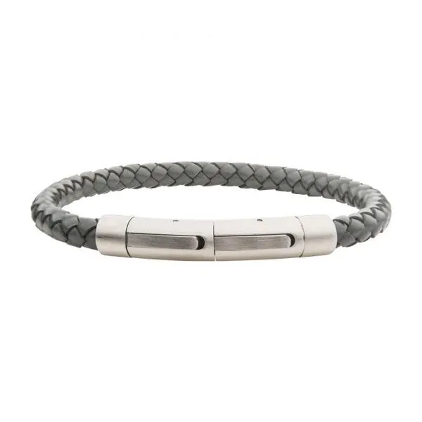 6mm Grey Genuine Leather Bracelet Image 2 Van Adams Jewelers Snellville, GA