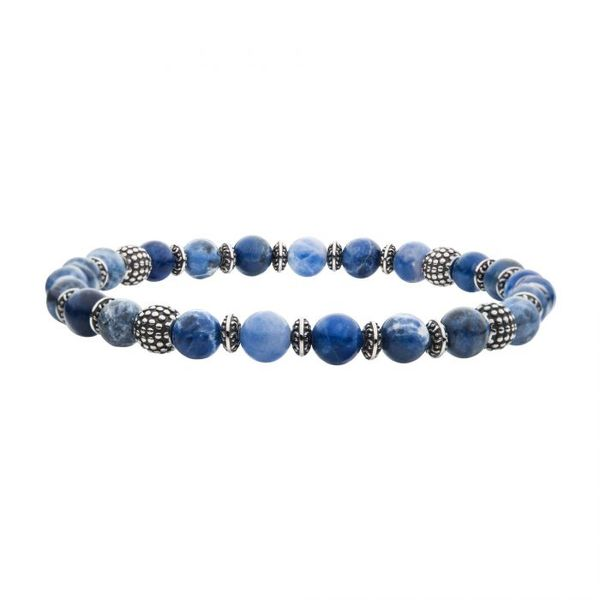 Blue Sodalite Stones with Black Oxidized Beads Bracelet Van Adams Jewelers Snellville, GA