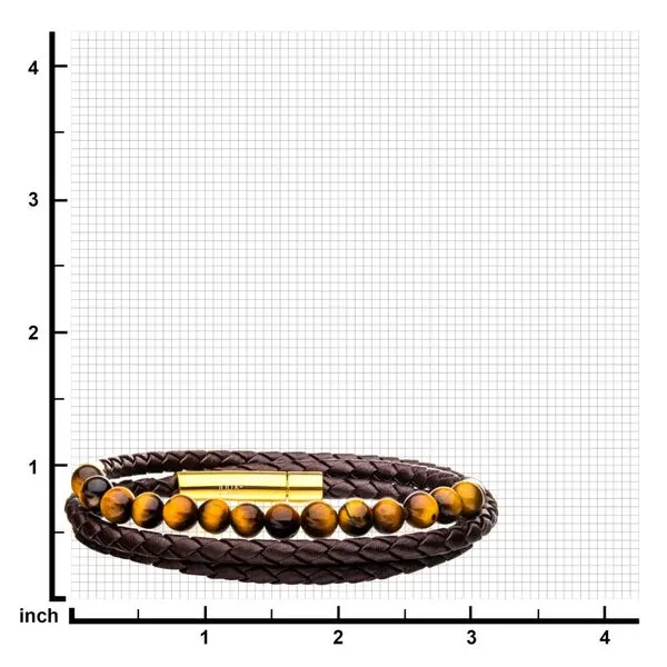 Double Wrap Brown Leather with Tiger Eye Beads Bracelet Image 3 Van Adams Jewelers Snellville, GA