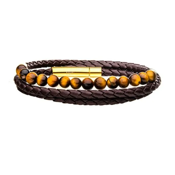 Double Wrap Brown Leather with Tiger Eye Beads Bracelet Van Adams Jewelers Snellville, GA