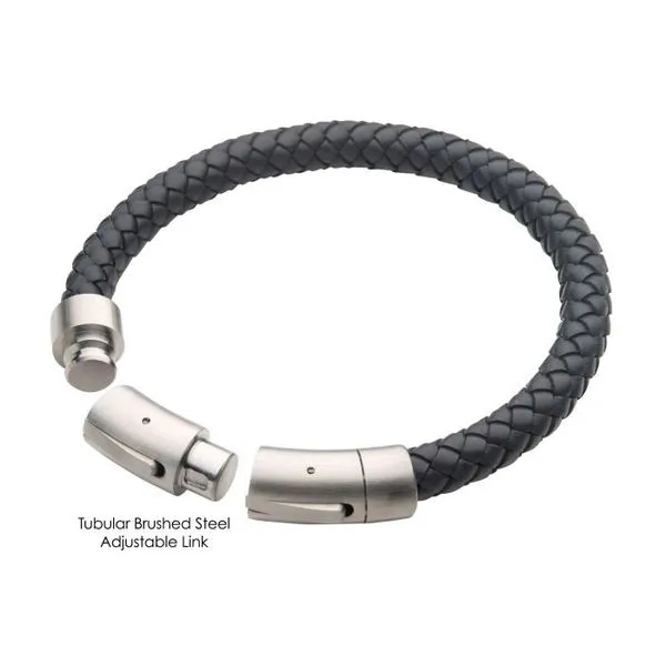 8mm Grey Genuine Leather Bracelet Image 3 Van Adams Jewelers Snellville, GA