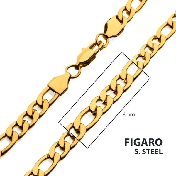 6mm 18Kt Gold IP Figaro Chain Necklace Image 2 Van Adams Jewelers Snellville, GA