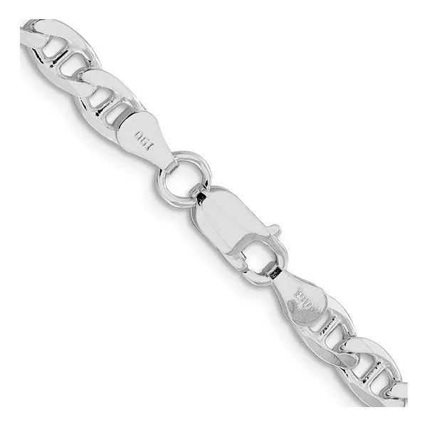 Sterling Silver Rhodium-plated 5.7mm Flat Cuban Anchor Chain Image 3 Van Adams Jewelers Snellville, GA