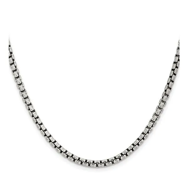 Sterling Silver Antiqued 3.6mm Round Box Chain