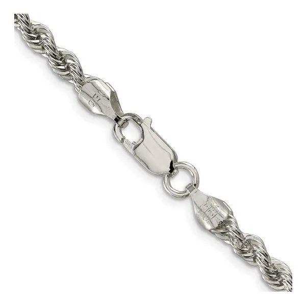 Sterling Silver Rhodium-plated 4.3mm Solid Rope Chain Image 3 Van Adams Jewelers Snellville, GA