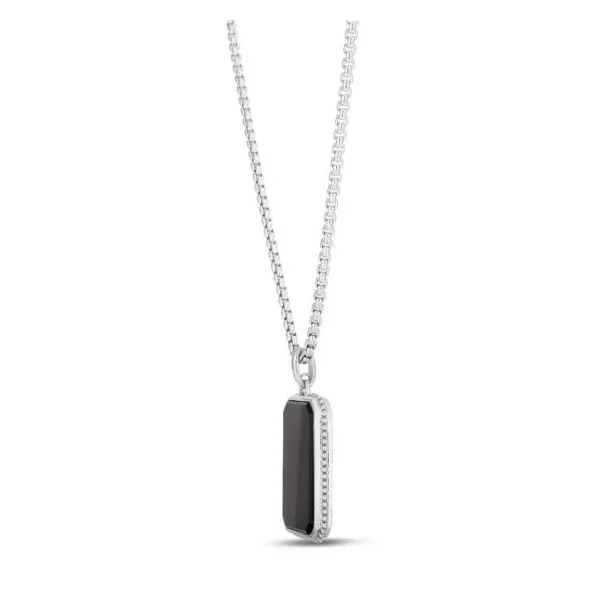 Men's Silver Onyx Tag Necklace Image 2 Van Adams Jewelers Snellville, GA