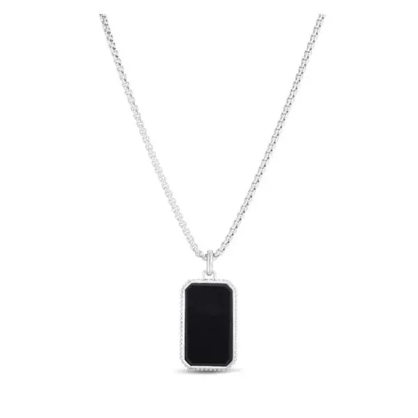 Men's Silver Onyx Tag Necklace Van Adams Jewelers Snellville, GA