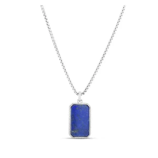 Men's Silver Lapis Tag Necklace Van Adams Jewelers Snellville, GA