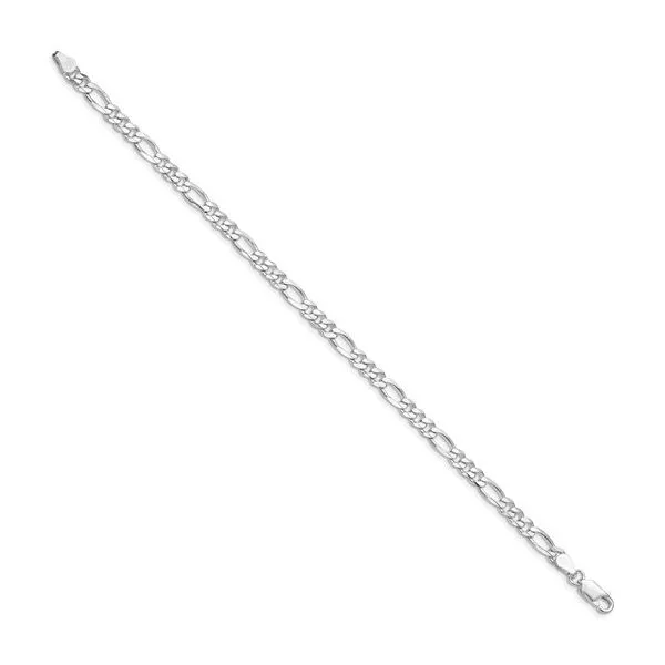 Sterling Silver Rhodium-plated 4.5mm Figaro Chain Image 2 Van Adams Jewelers Snellville, GA