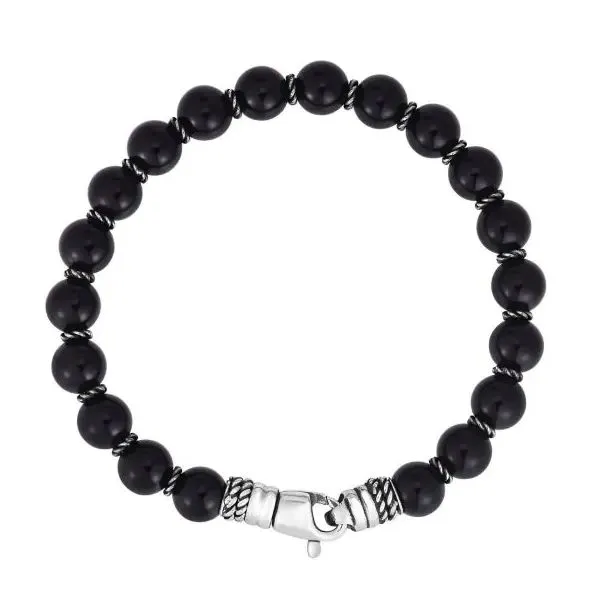 Men's Silver & Onyx Bead Bracelet Van Adams Jewelers Snellville, GA