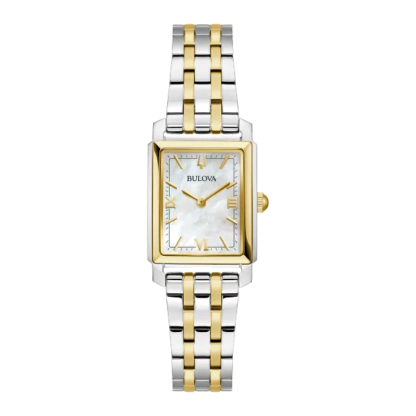 LADIES BULOVA TWO TONE STAINLESS STEEL RECTANGLE WATCH Van Adams Jewelers Snellville, GA
