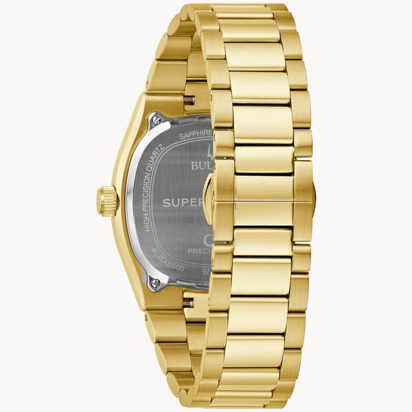 MENS BULOVA GREEN GOLD-TONE ACCENTS STAINLESS STEEL WATCH Image 3 Van Adams Jewelers Snellville, GA