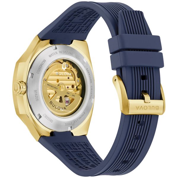 BULOVA MARC ANTHONY SURVEYOR AUTOMATIC BLUE DIAL RUBBER STRAP Image 2 Van Adams Jewelers Snellville, GA