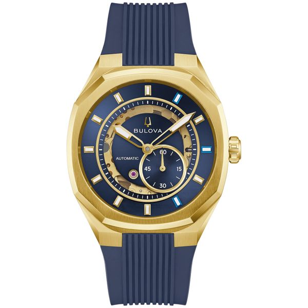 BULOVA MARC ANTHONY SURVEYOR AUTOMATIC BLUE DIAL RUBBER STRAP Van Adams Jewelers Snellville, GA