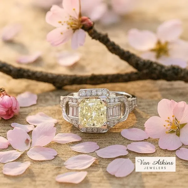 3.61 Carat Total Weight Art Deco Style Diamond Ring Van Atkins Jewelers New Albany, MS