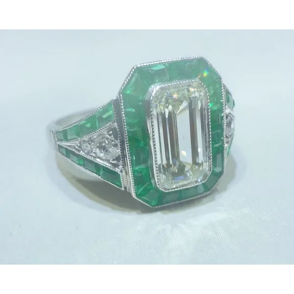 Estate Diamond Ring Emerald Van Atkins Jewelers New Albany, MS