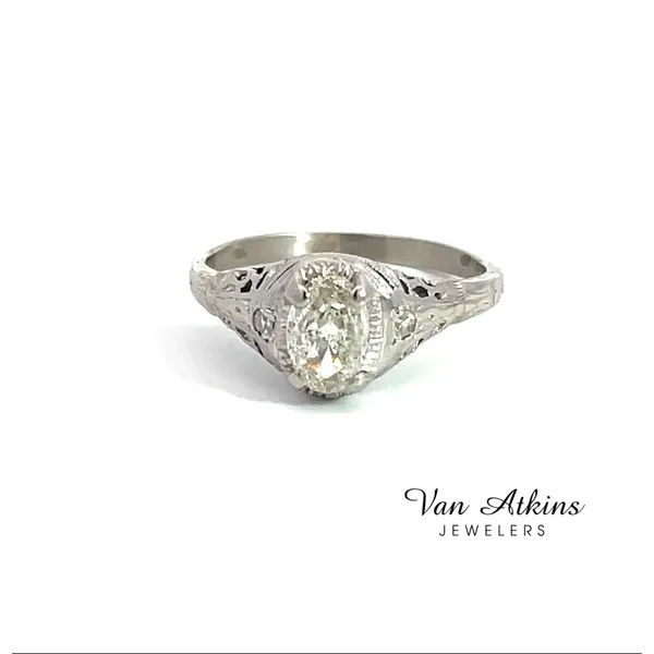 0.50 Carat Estate Diamond Rings Oval Van Atkins Jewelers New Albany, MS
