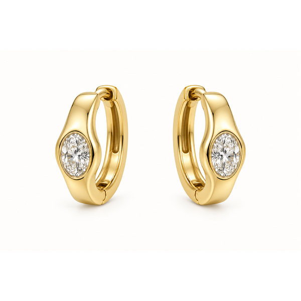 14MM HUGGIES WITH OVAL DIAMONDS INSET Van Atkins Jewelers New Albany, MS