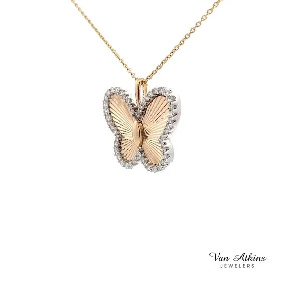 0.25 Carat Diamond Fluted Butterfly Pendant Image 4 Van Atkins Jewelers New Albany, MS