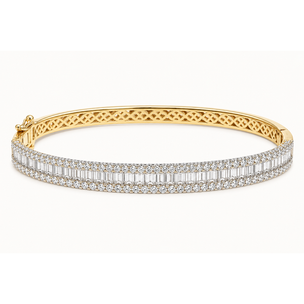 YELLOW GOLD BAGUETTE AND RBC DIAMOND BANGLE Van Atkins Jewelers New Albany, MS