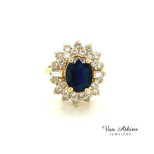 2.00 Carat Estate Sapphire -1.50 carat diamond Ring Van Atkins Jewelers New Albany, MS
