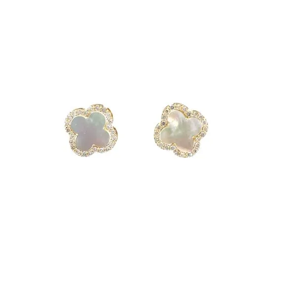 Diamond and Mother of Pearl Stud Earrings Van Atkins Jewelers New Albany, MS