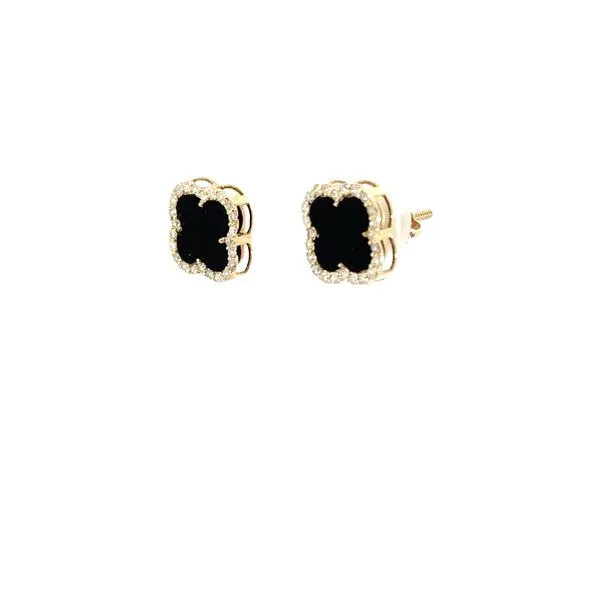 Diamond and Black Onyx Stud Earrings Image 3 Van Atkins Jewelers New Albany, MS