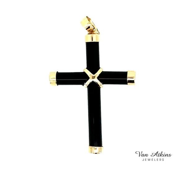 14 Karat Yellow Gold Black Onyx Cross Van Atkins Jewelers New Albany, MS