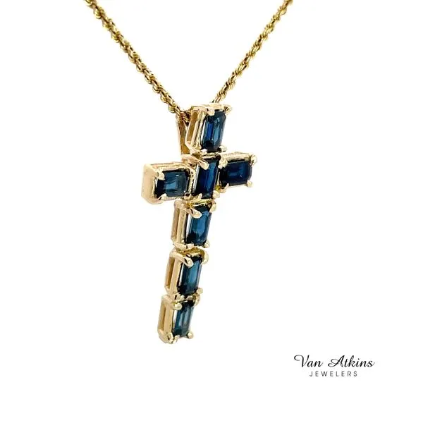 Estate Color Stone Cross Necklace Image 2 Van Atkins Jewelers New Albany, MS