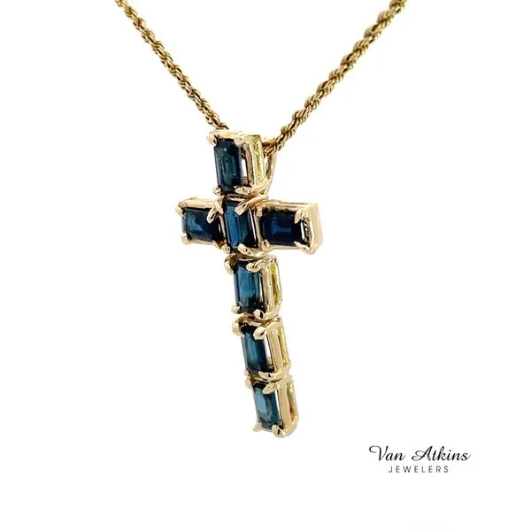 Estate Color Stone Cross Necklace Image 3 Van Atkins Jewelers New Albany, MS