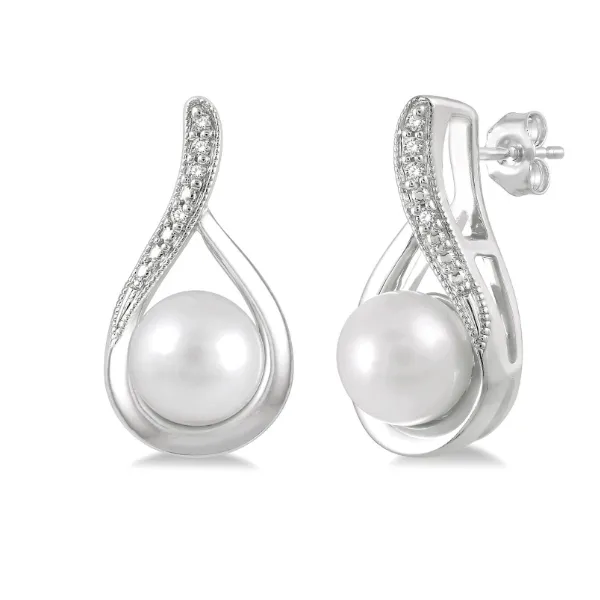 0.03 Carat Pearl Earrings Van Atkins Jewelers New Albany, MS