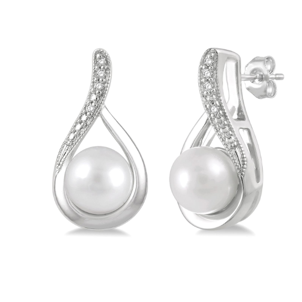 0.03 Carat Pearl Earrings Van Atkins Jewelers New Albany, MS