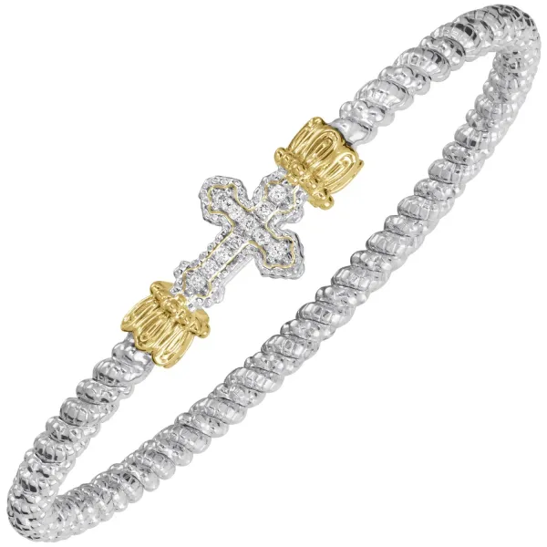3MM DIAMOND CROSS VAHAN CLOSED BANGLE BRACELET Van Atkins Jewelers New Albany, MS