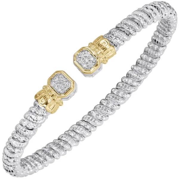 4MM  OPEN CUFF WITH PAVE END CAPS Van Atkins Jewelers New Albany, MS